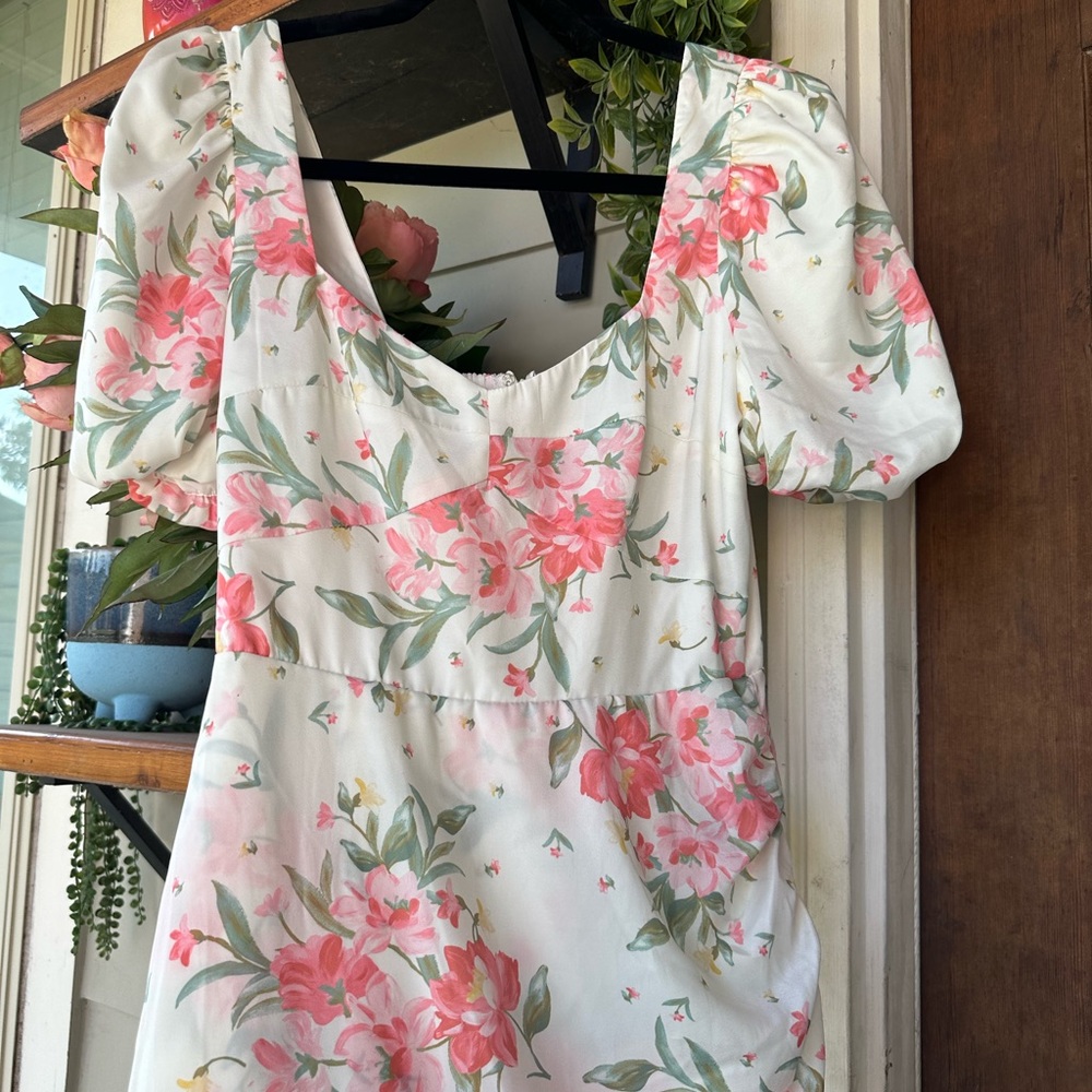 $218 Charles Henry Puff Sleeve Floral Dress Floral s XS 2 4 6 wedding guest - Picture 7 of 7